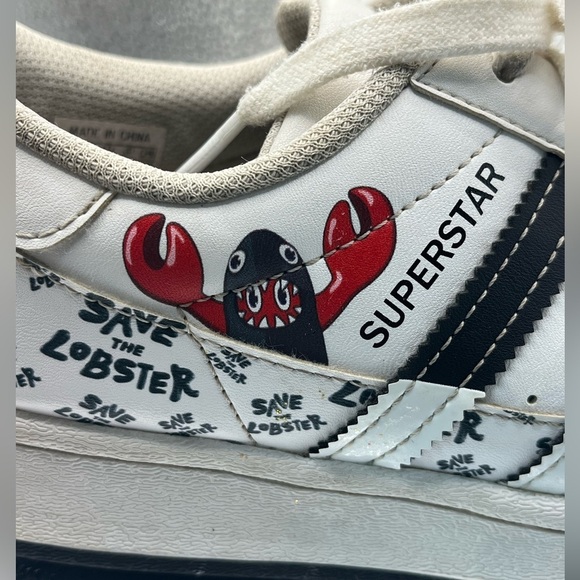 Adidas x Philip Colbert Save The Lobsters Superstar White Black Sneakers Sz 7 - Picture 1 of 16